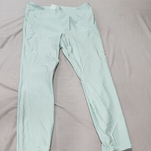 Fabletics Light Mint Green Leggings Shiny With Pockets